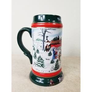 Budweiser Beer Stein Mug The Season's Best 1991 Handcrafted 7" Brazil Ceramarte